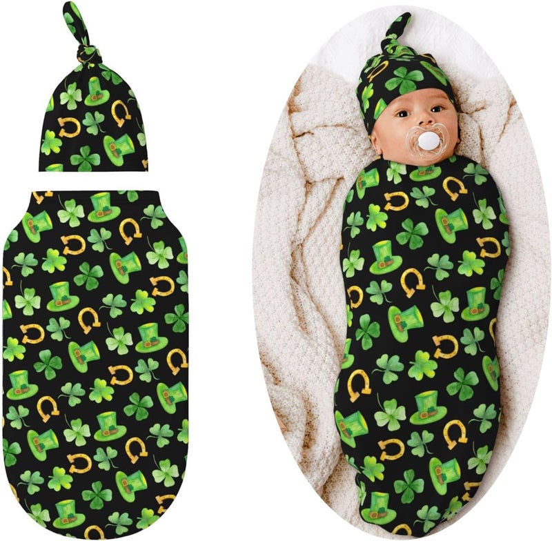 Figtihw St. Patrick's Day Swaddle Blankets Newborn Receiving Blanket Baby Swaddle Wrap Soft Sleeping Sack for Baby Girls Boys - Image 1